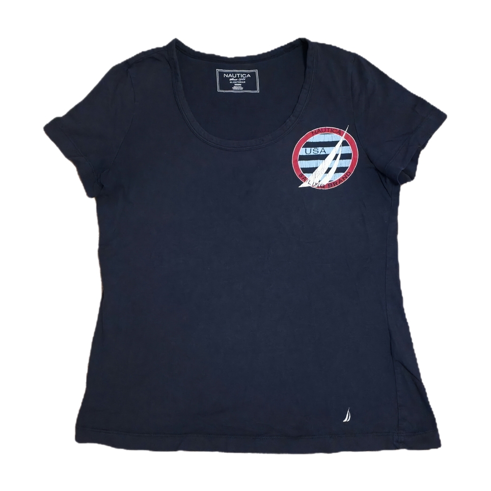 Nautica Dark Blue Tee with USA Emblem